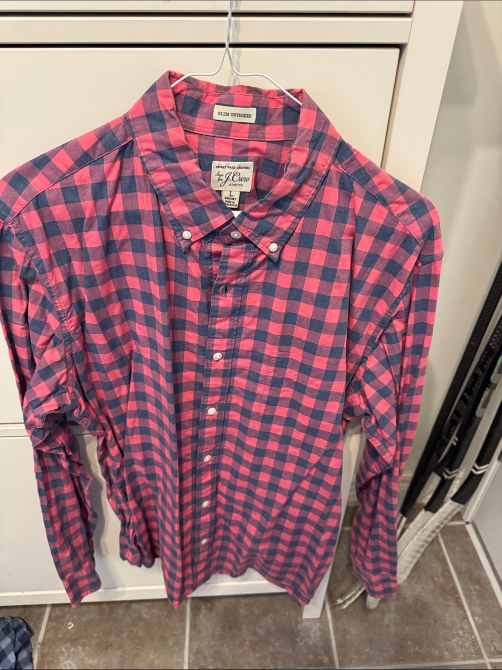 J. Crew Button-Down Shirt in Pink and Navy Gingham